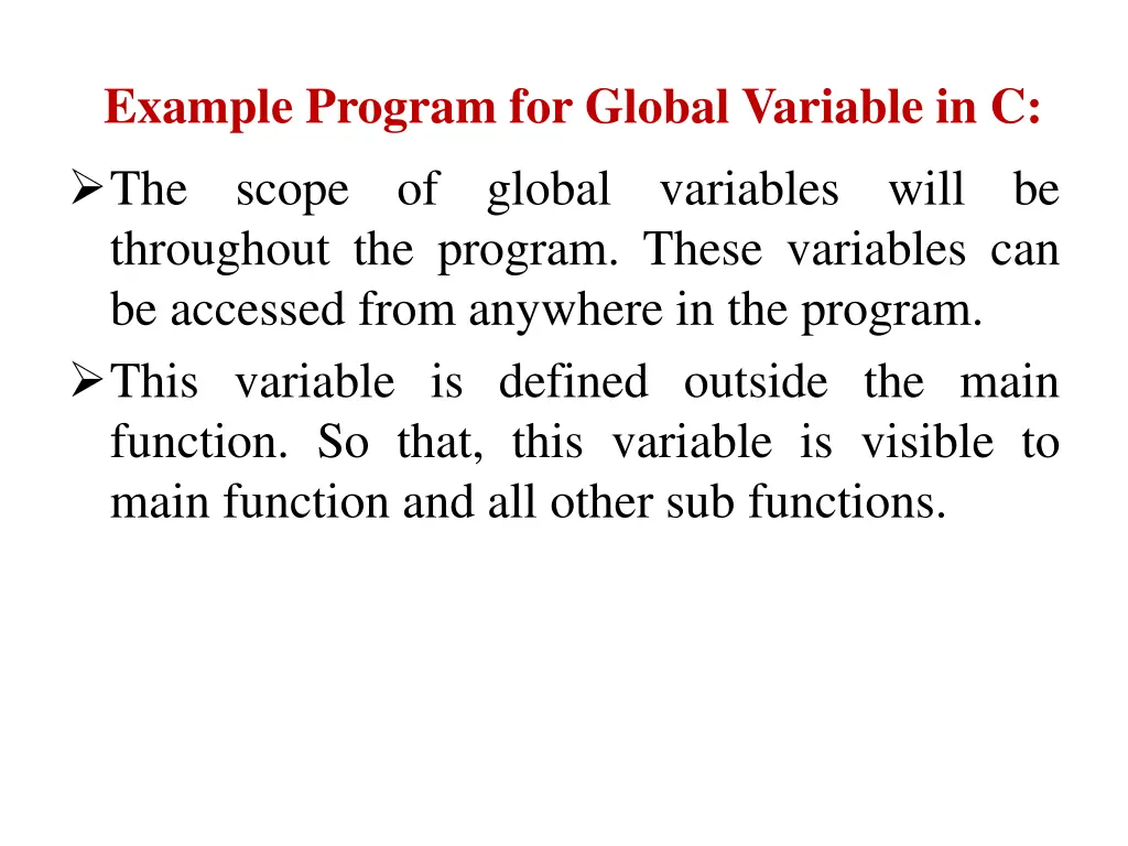 example program for global variable