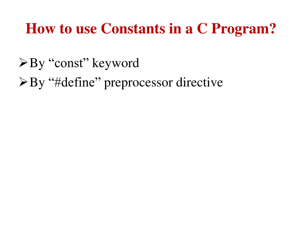 how to use constants in a c program