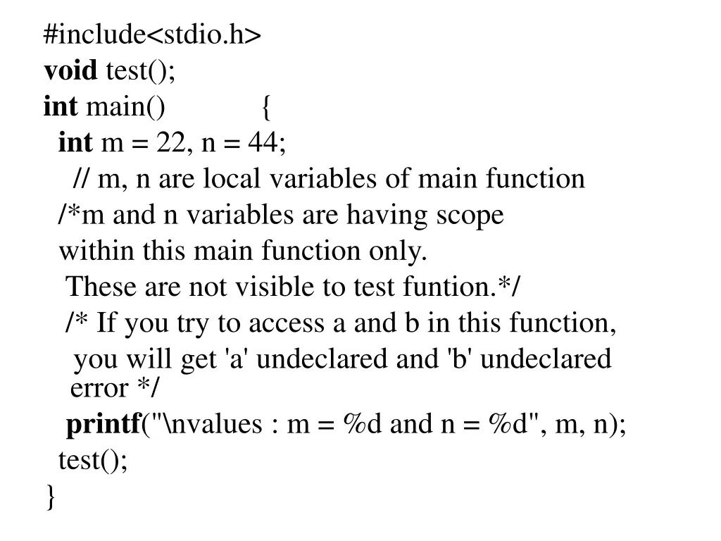 include stdio h void test int main