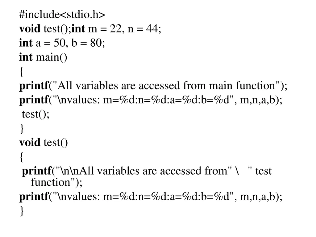 include stdio h void test