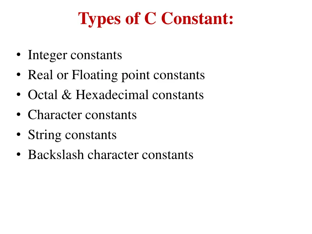 types of c constant