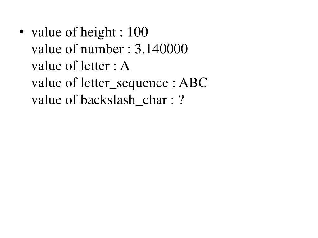 value of height 100 value of number 3 140000 1