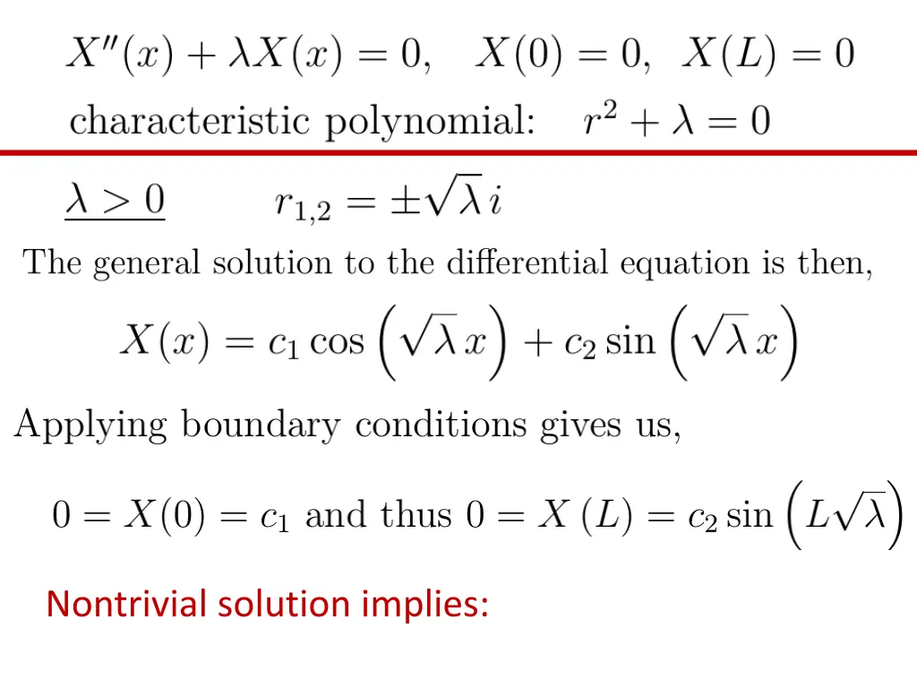 nontrivial solution implies
