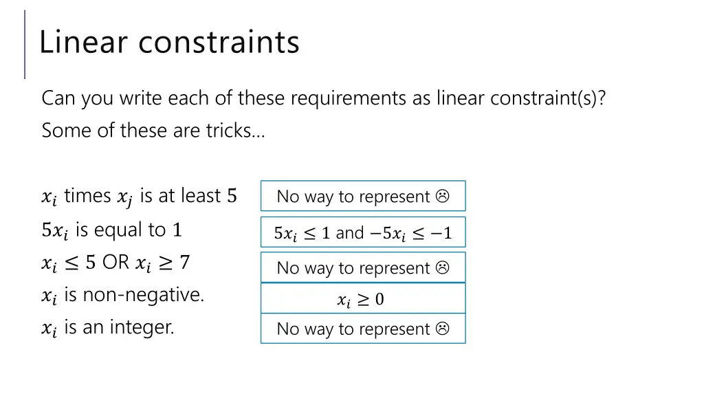 linear constraints