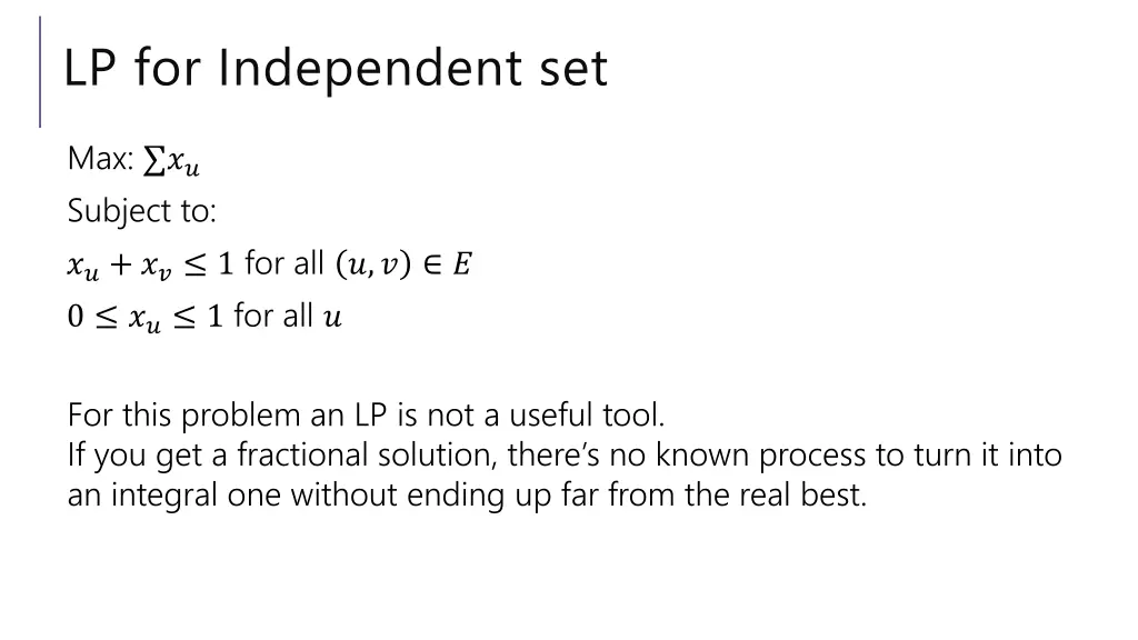 lp for independent set 1