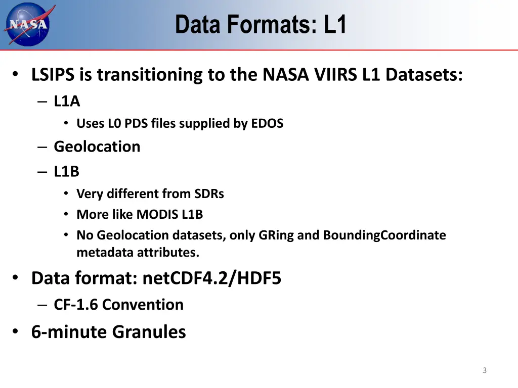 data formats l1