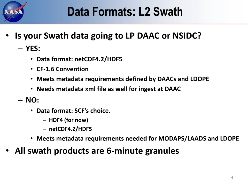 data formats l2 swath