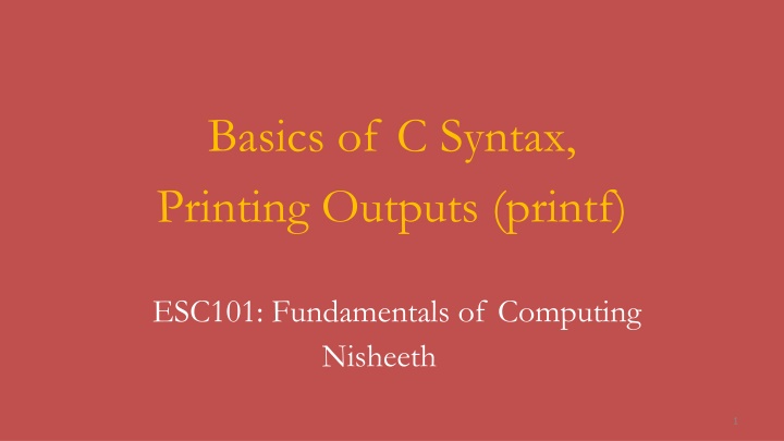 basics of c syntax printing outputs printf