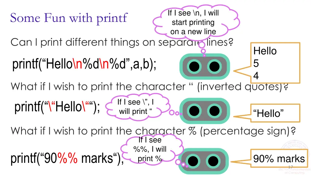 if i see n i will start printing on a new line