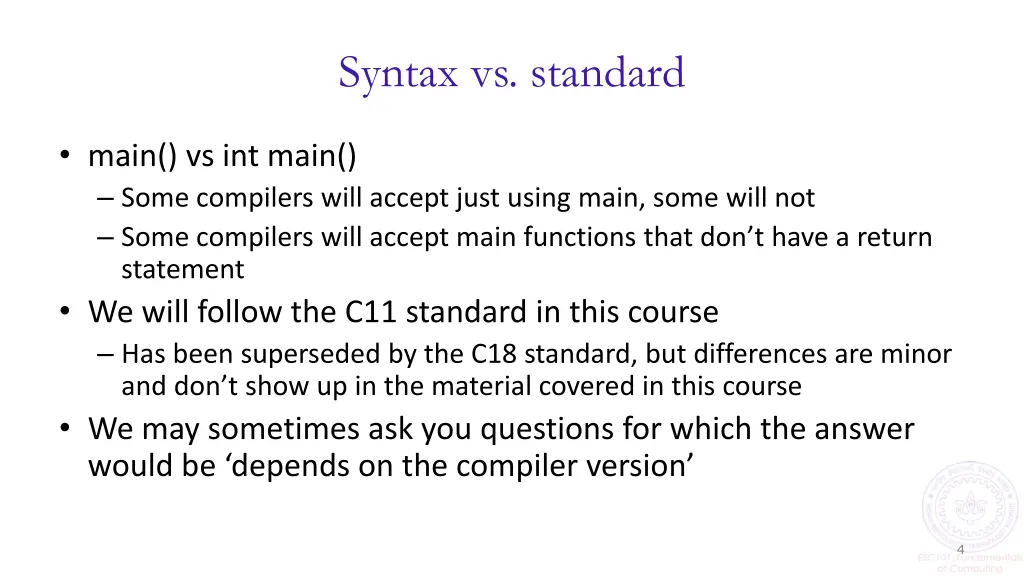 syntax vs standard 1