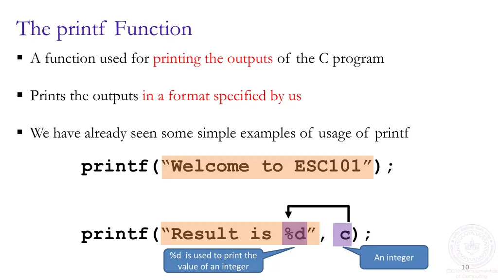 the printf function