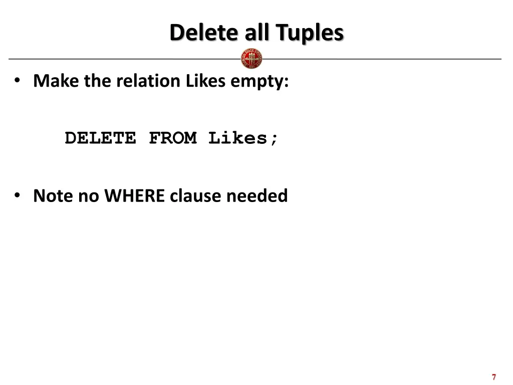 delete all tuples