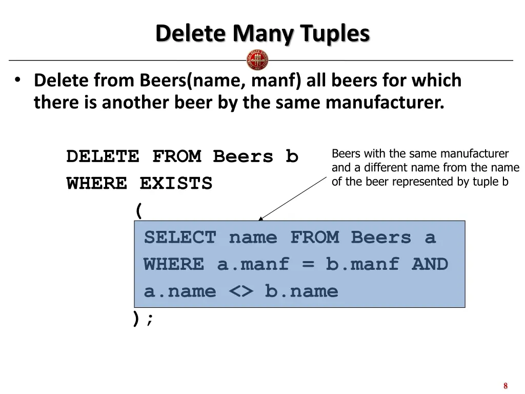 delete many tuples
