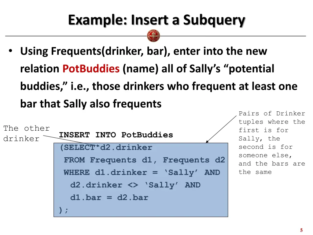 example insert a subquery