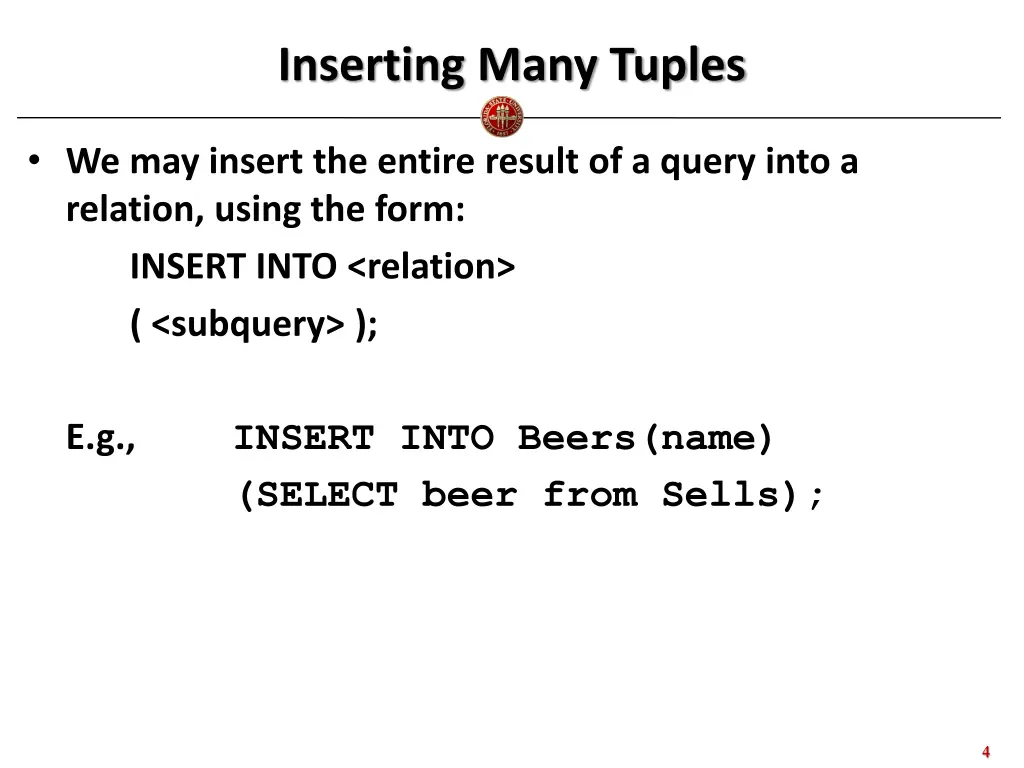 inserting many tuples