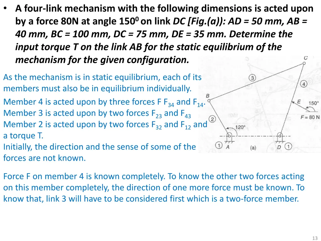 a four link mechanism with the following