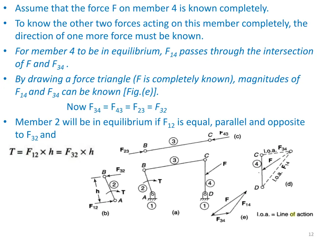 assume that the force f on member 4 is known
