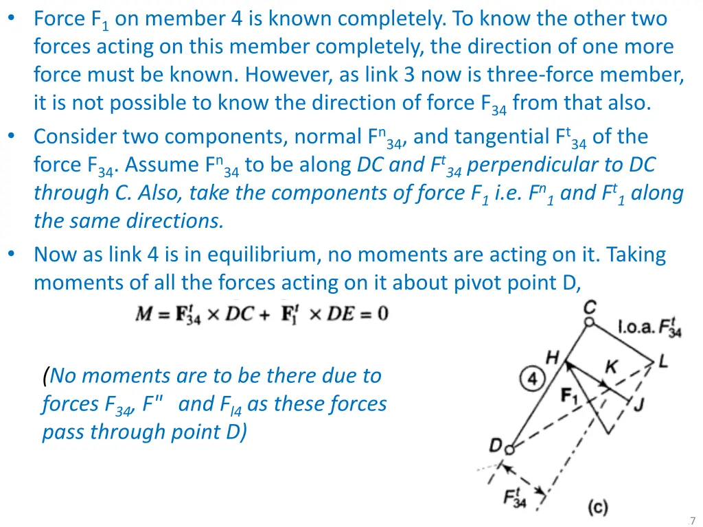 force f 1 on member 4 is known completely to know