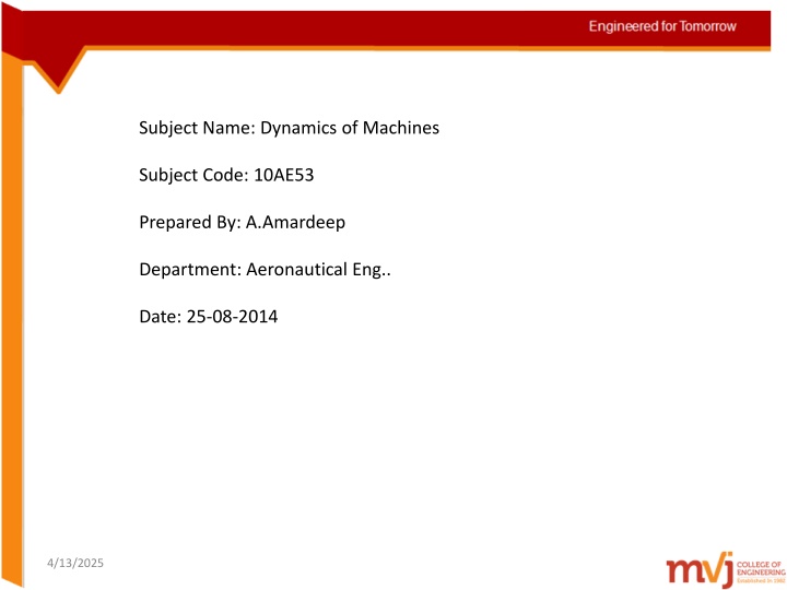 subject name dynamics of machines