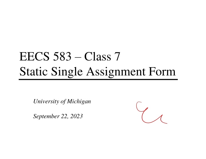 eecs 583 class 7 static single assignment form