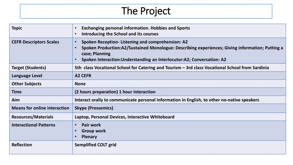 the project the project