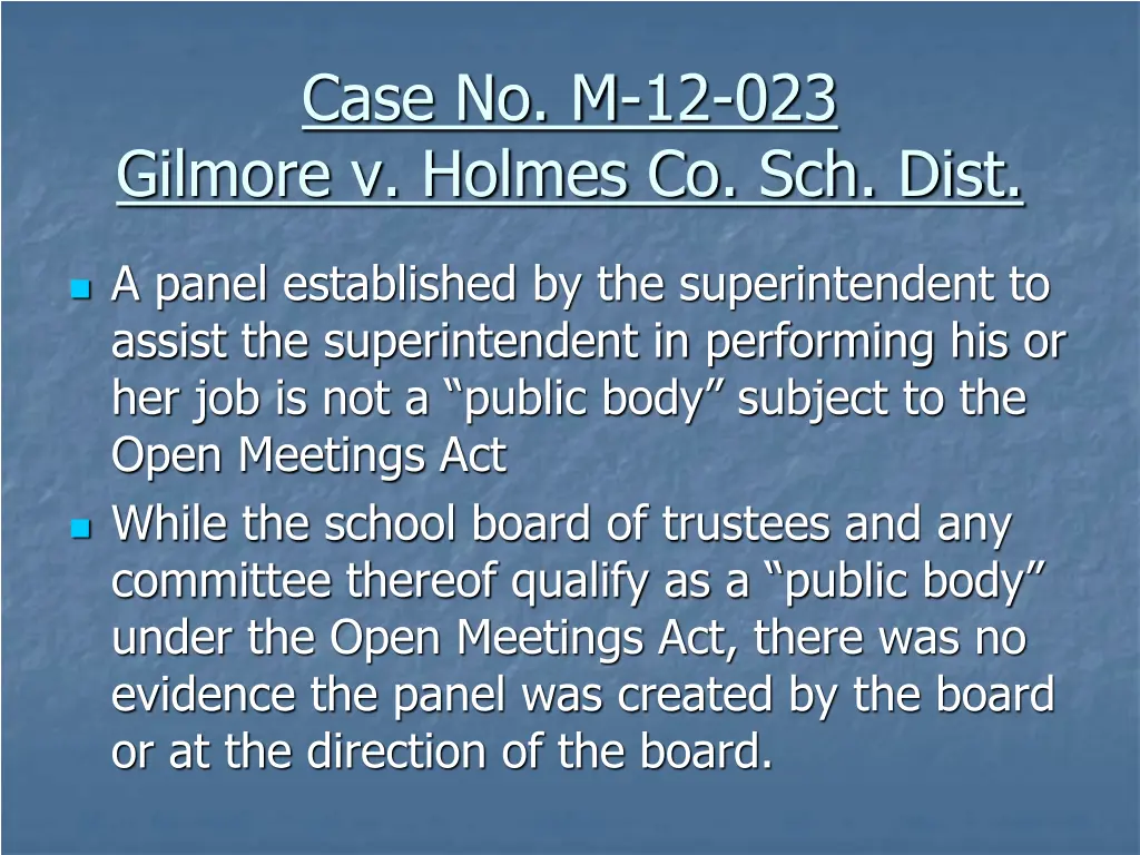 case no m 12 023 gilmore v holmes co sch dist