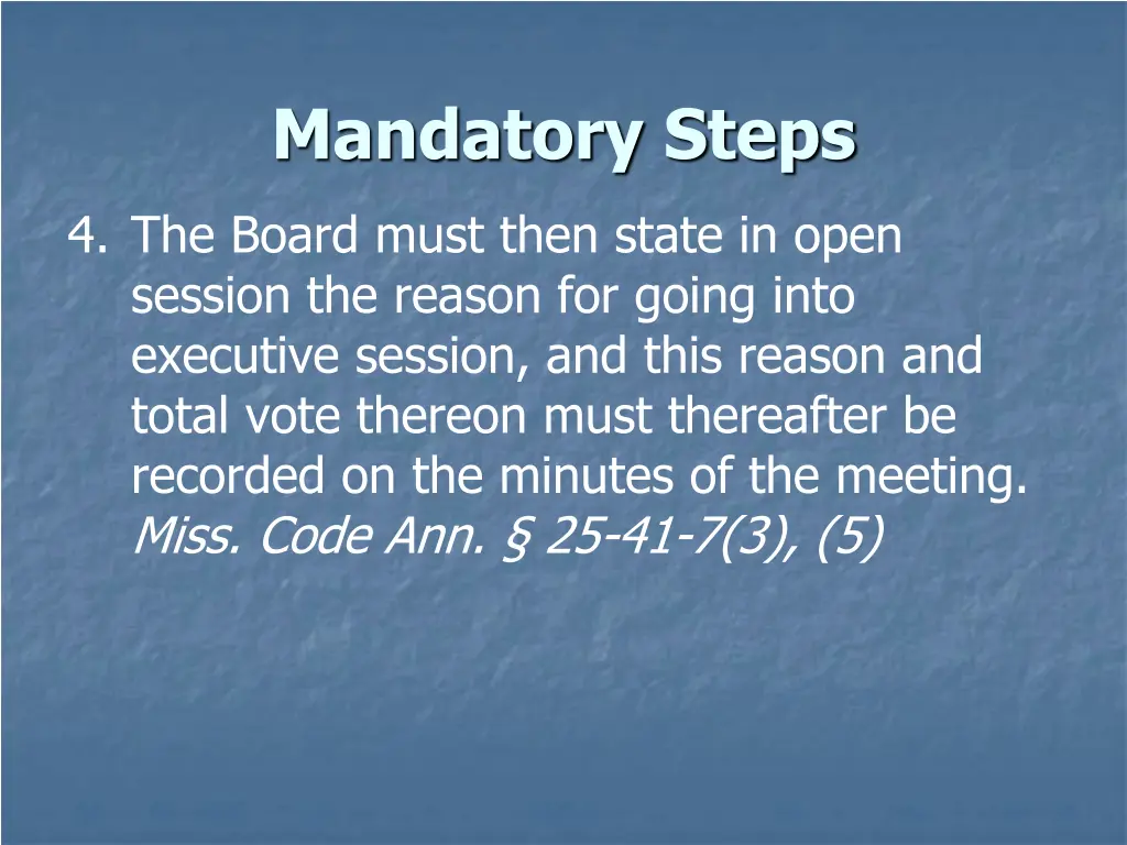 mandatory steps 2
