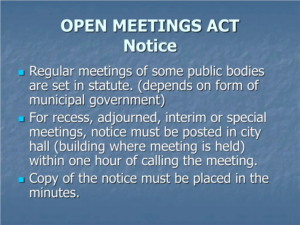 open meetings act notice