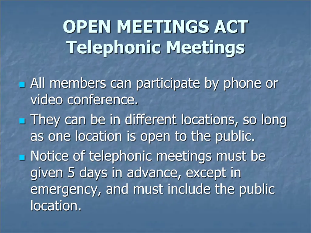open meetings act telephonic meetings