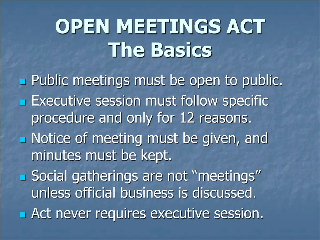 open meetings act the basics