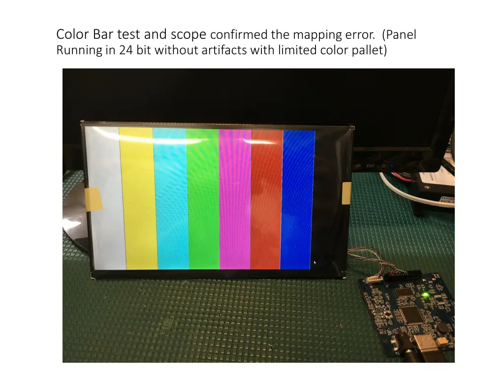 color bar test and scope confirmed the mapping