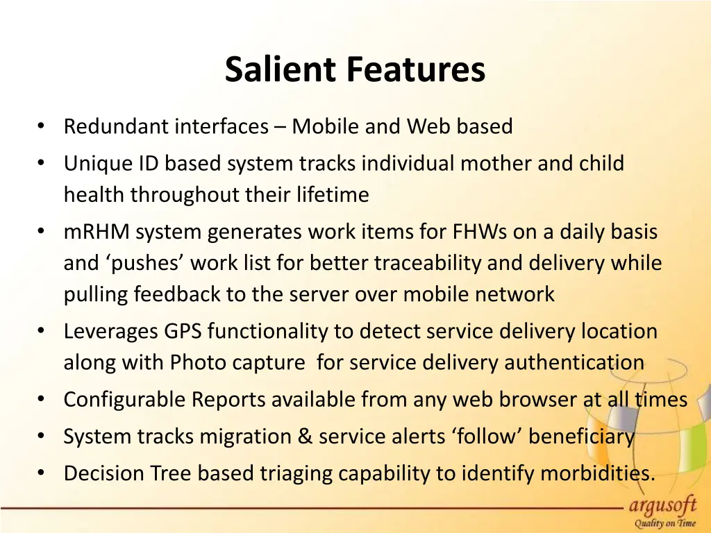 salient features