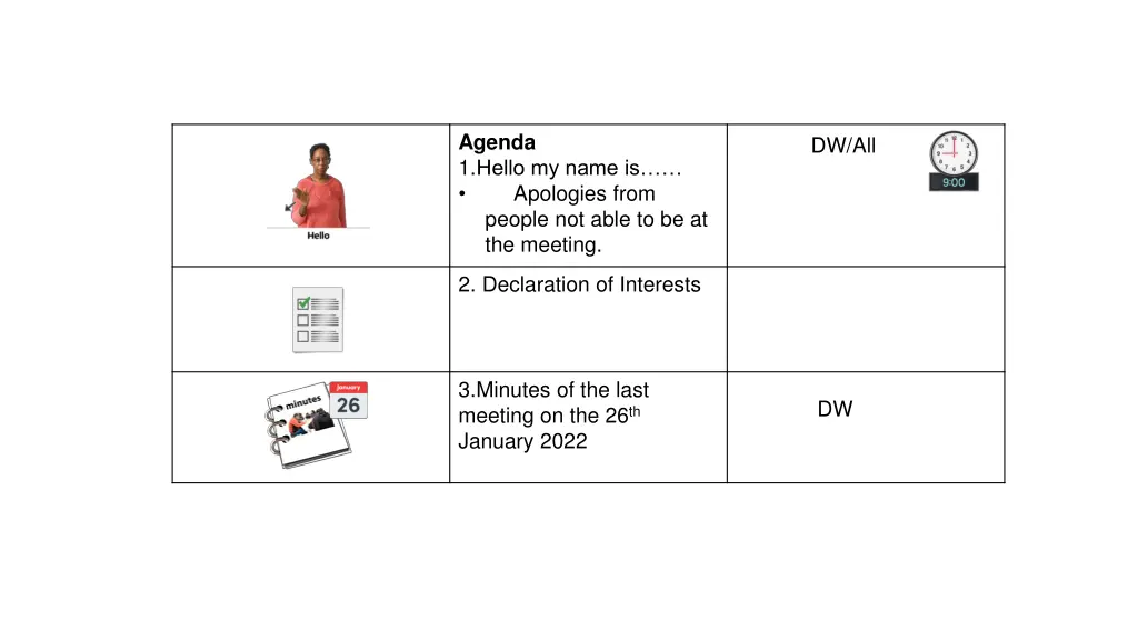 agenda 1 hello my name is apologies from people