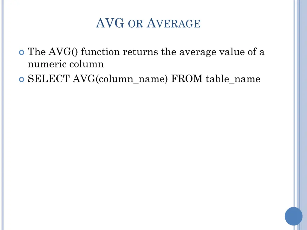 avg or a verage