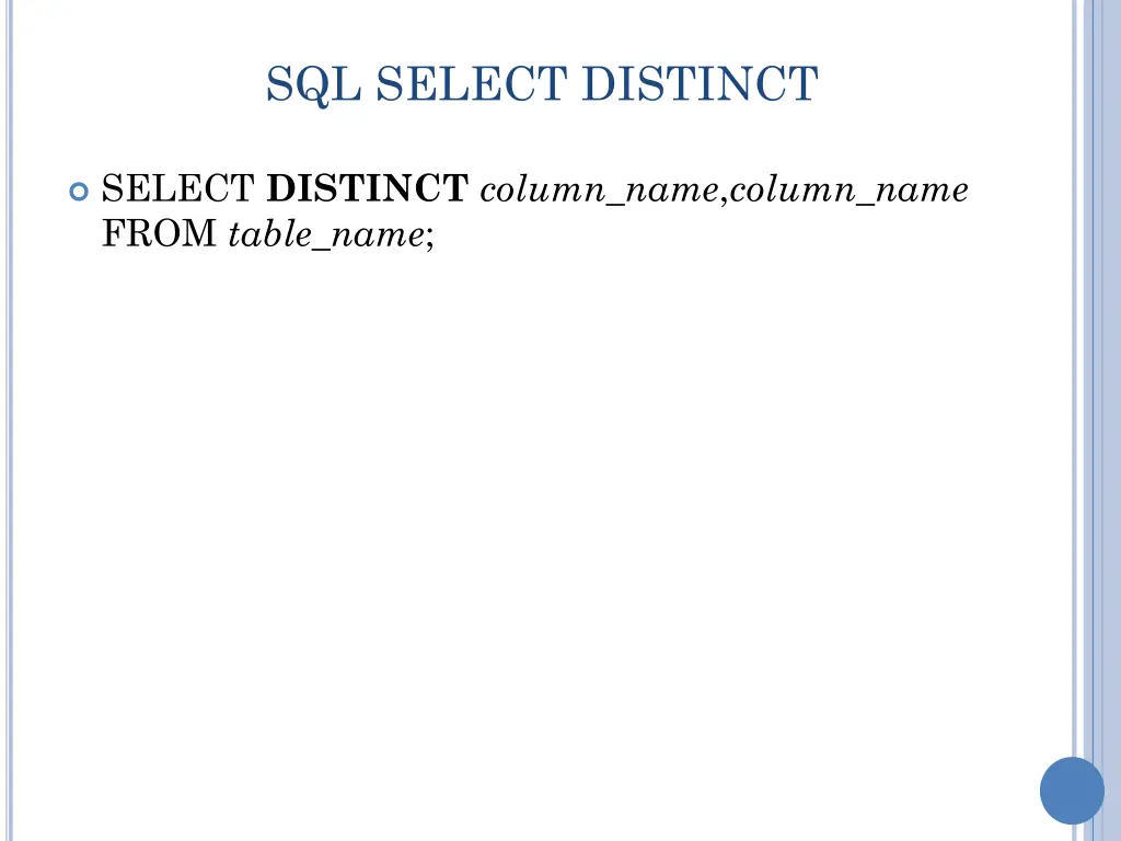 sql select distinct