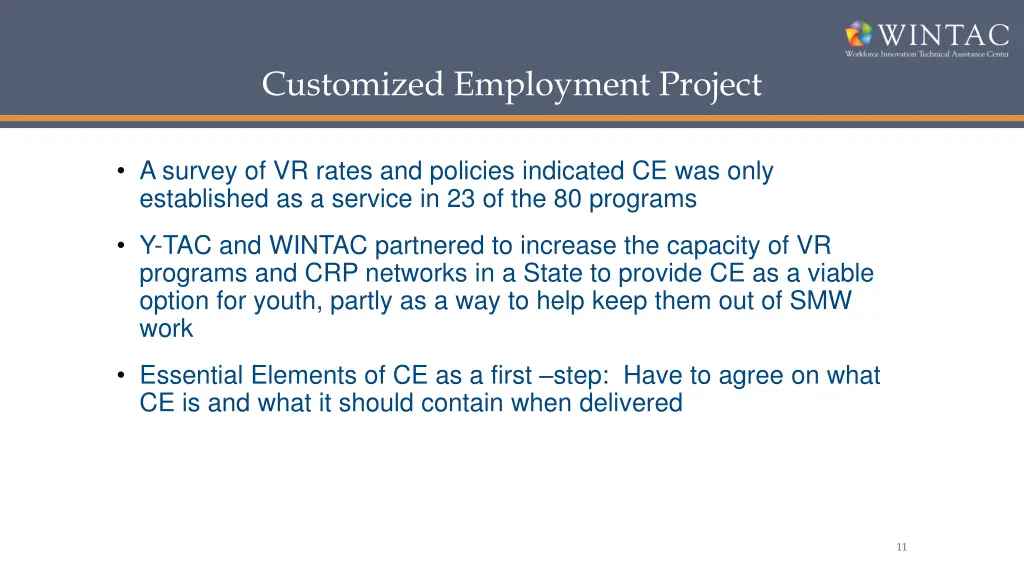 customized employment project