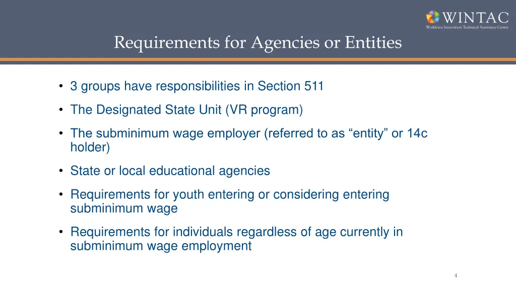 requirements for agencies or entities