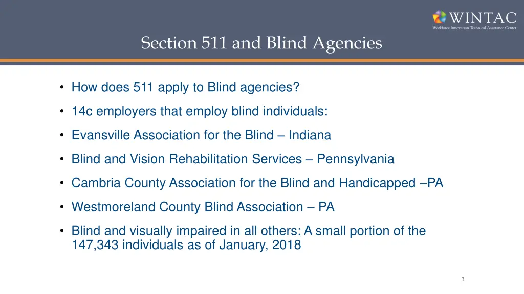 section 511 and blind agencies