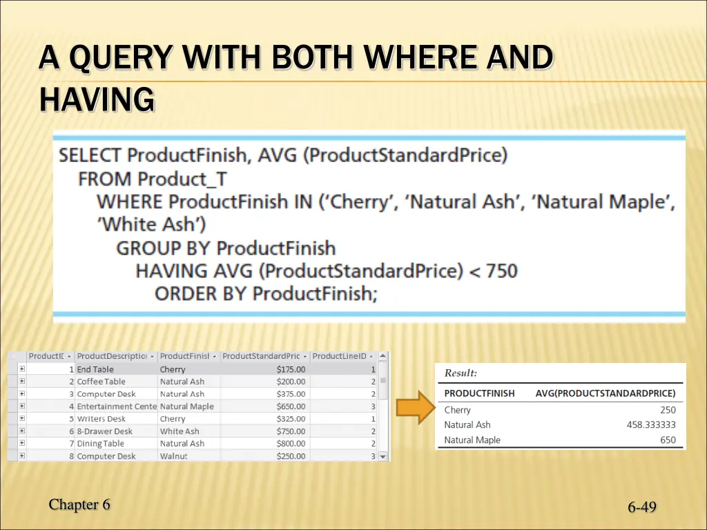 a query with both where and having