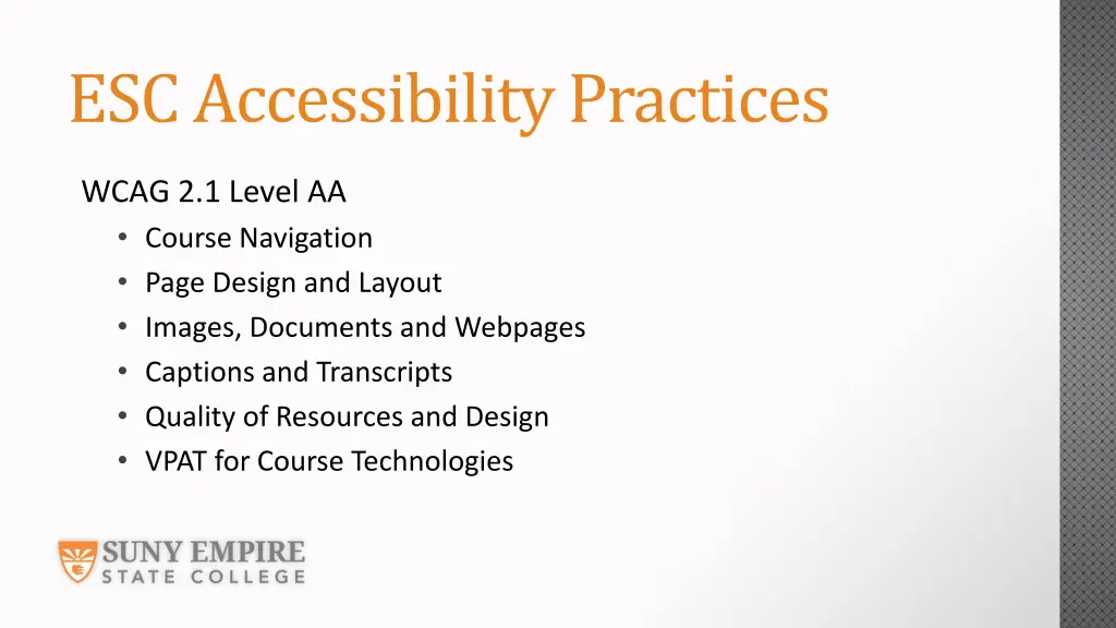 esc accessibility practices
