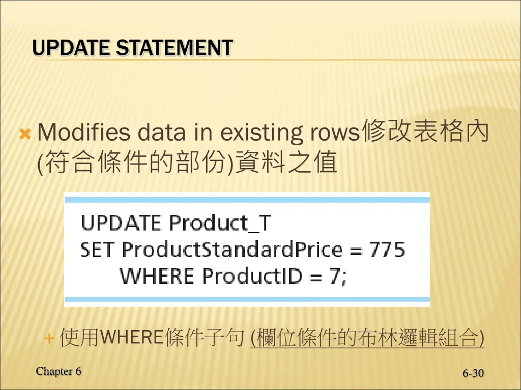 update statement