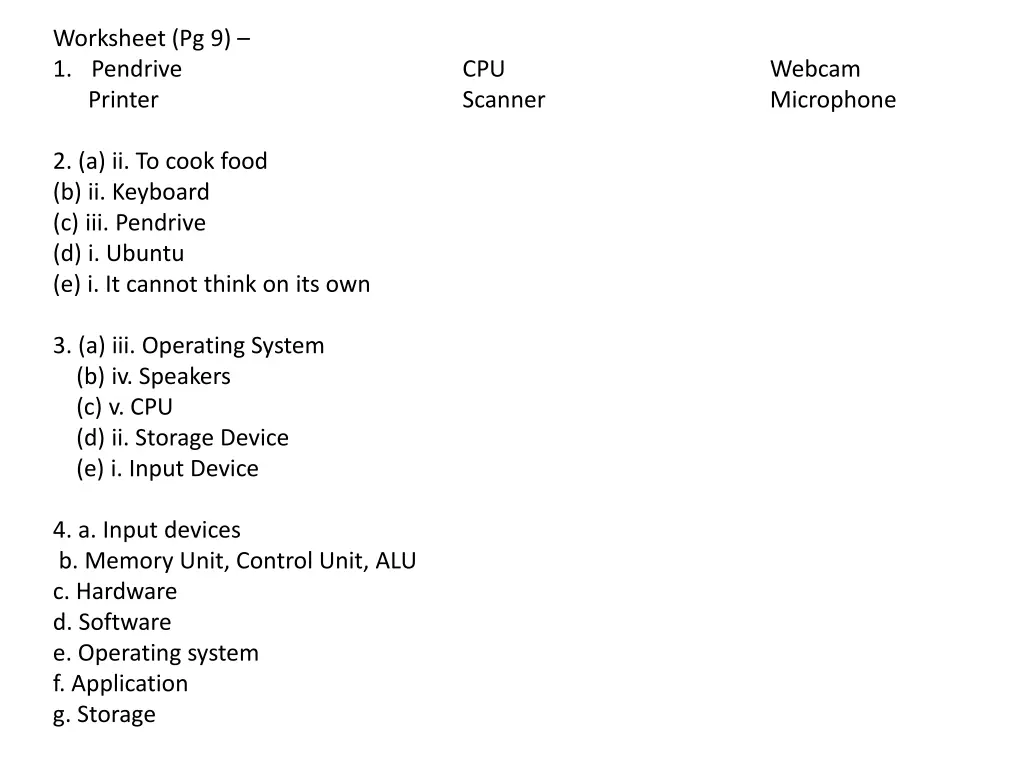 worksheet pg 9 1 pendrive printer