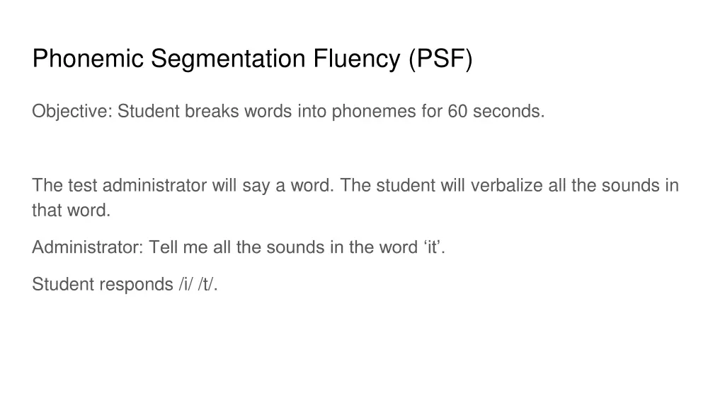 phonemic segmentation fluency psf
