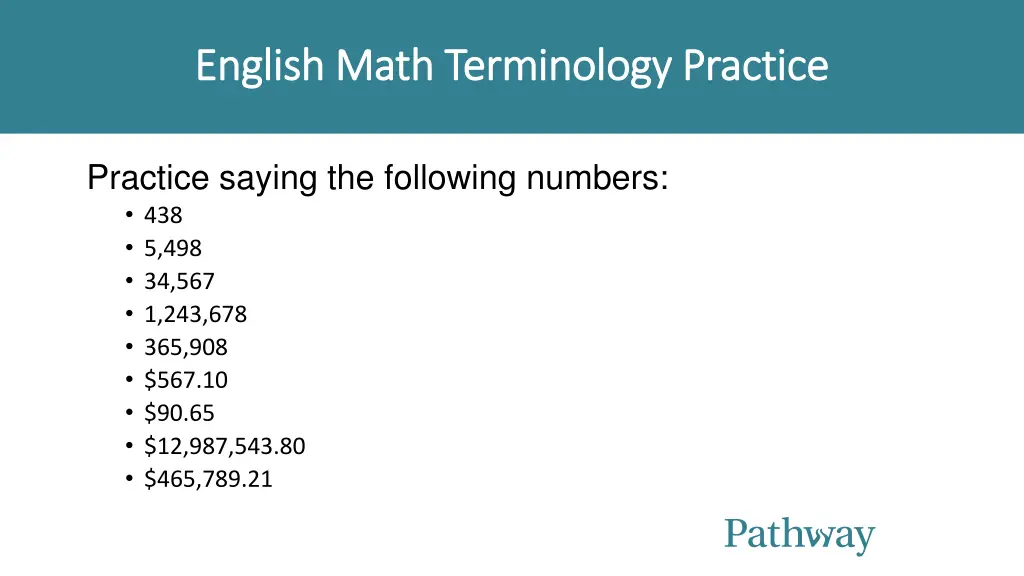 english math terminology practice english math