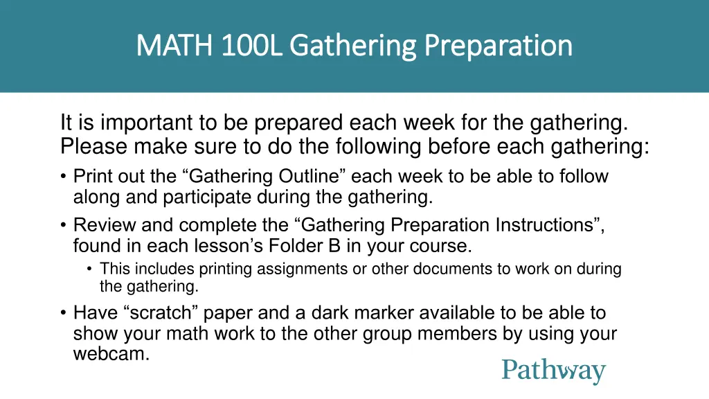 math 100l gathering preparation math 100l