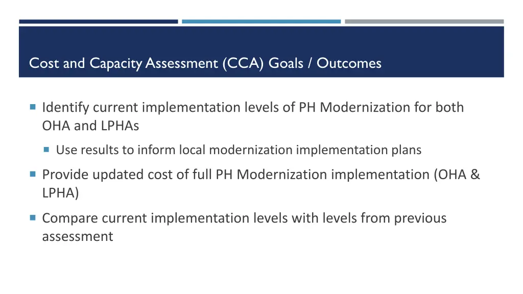 cost and capacity assessment cca goals outcomes