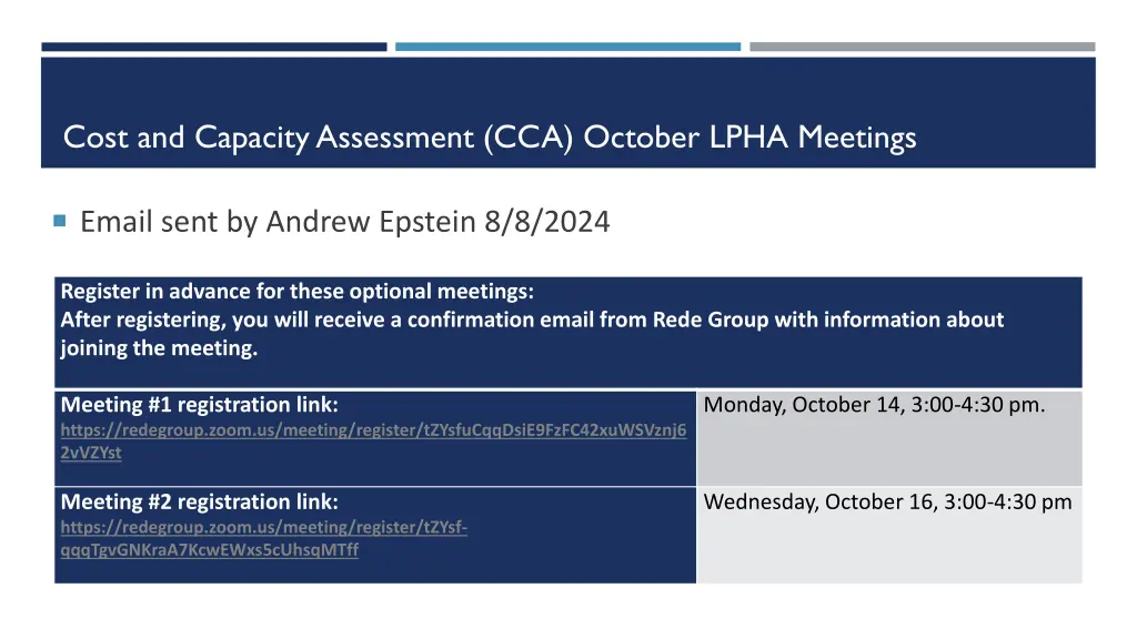 cost and capacity assessment cca october lpha