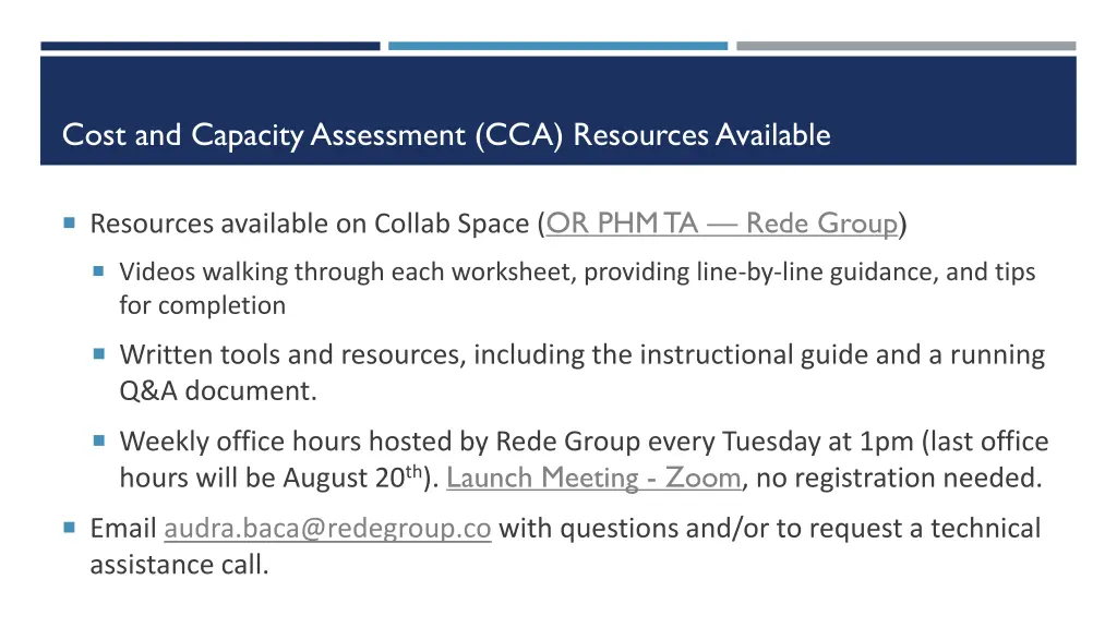 cost and capacity assessment cca resources