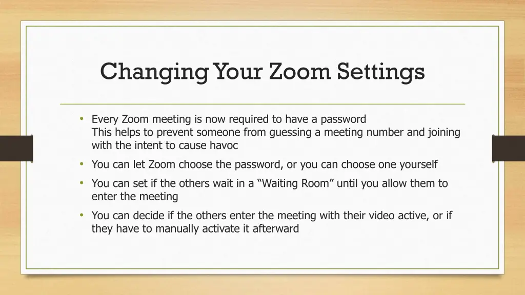 changing your zoom settings