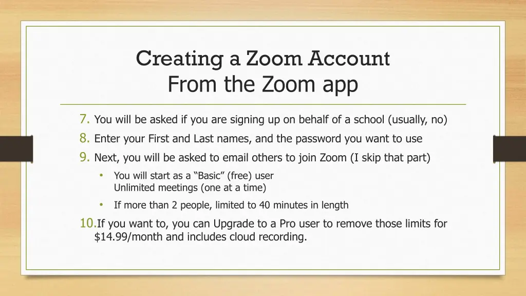 creating a zoom account from the zoom app 1